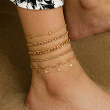 Load image into Gallery viewer, Simple Graceful Metal Chain Retro Creative Snake Chain Anklet Five-piece Set