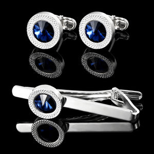 Men's Business European And American Fashion Blue Crystal Zircon Cufflinks