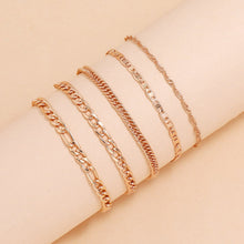 Load image into Gallery viewer, Simple Graceful Metal Chain Retro Creative Snake Chain Anklet Five-piece Set