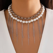 Load image into Gallery viewer, Pearl Tassel Fun Design Double-layer Retro Necklace Women's Accessories