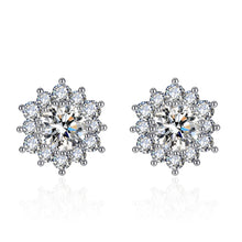 Load image into Gallery viewer, Elegant Full-diamond Snowflake Stud Earrings Pendant Necklace And Ring Jewelry Set